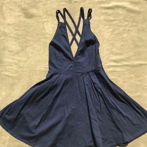 V-Cut Navy Blue Dress